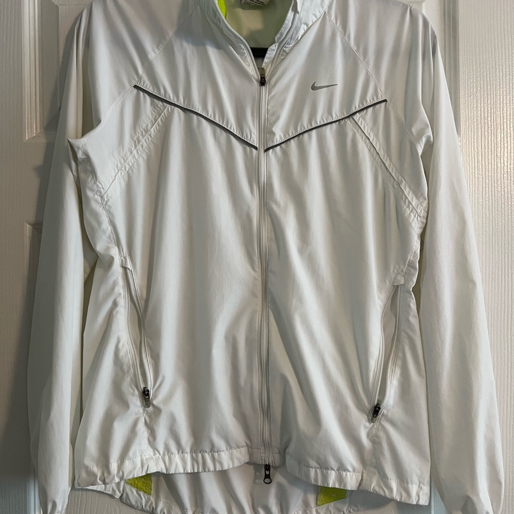 Nike White Windbreaker Jacket with Logo